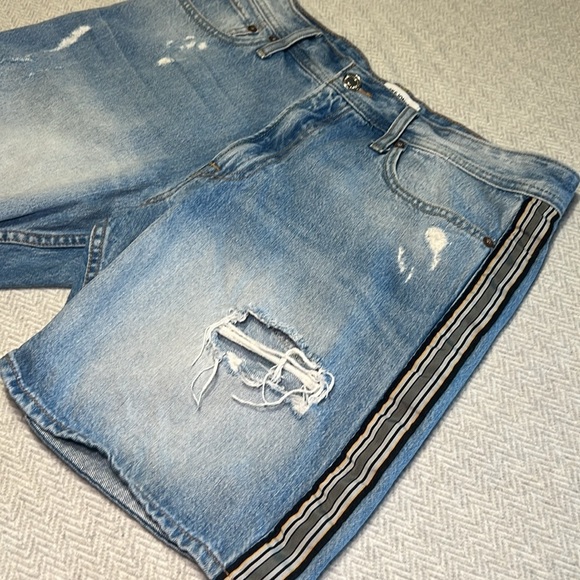 Jack and Jones Blue and Black Jean Shorts Distressed Style - Picture 2 of 10